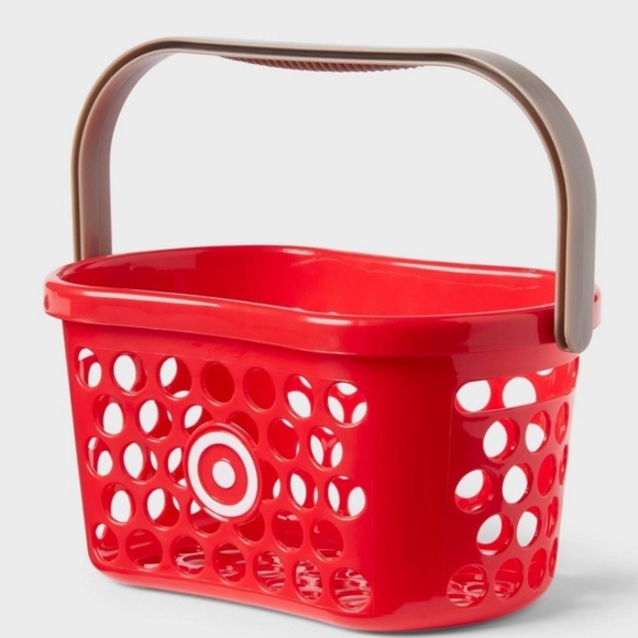 Target Other - Target Red Basket with Tan Handle mini New